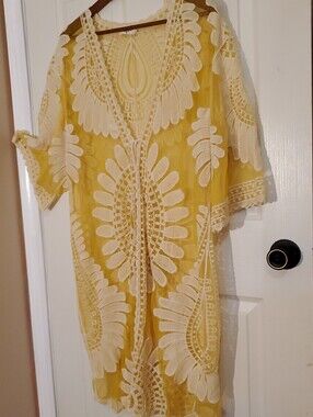 Ember Yellow Lace-Overlay/Kimono/Cover Up
